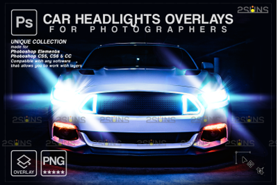 Car Headlights Photo Overlays, Photoshop overlay Stage