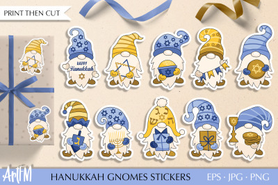 Hanukkah Gnome Stickers | Hanukkah Symbols Sticker Bundle