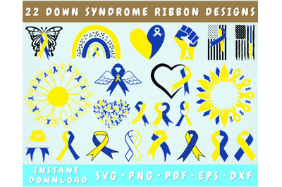 Down Syndrome Awareness Ribbon SVG, 22 Designs, Down Syndrome PNG