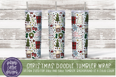 Christmas Doodles Skinny Tumbler Wrap