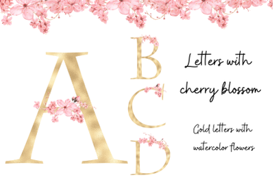 Gold Letters with Cherry Blossom