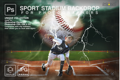 Baseball Backdrop, Sports Digital Background, Photoshop overlay
