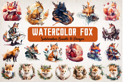 Watercolor Fox Bundle-20 Designs-221202