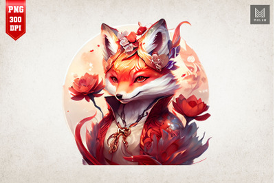 Beautiful Fox Wearing Chinese Outfit