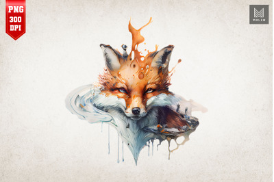 Ink Dropped in Water Fox Art