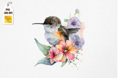 Beautiful Hummingbird And Flowers