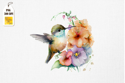 Beautiful Hummingbird And Flowers 2