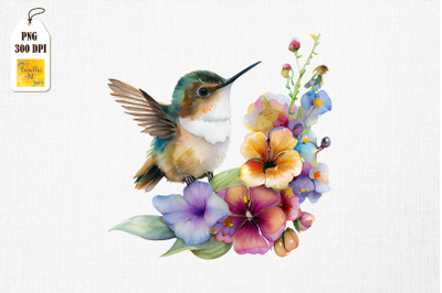 Beautiful Hummingbird And Flowers 6