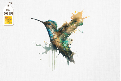 Ink Dropped in Water Hummingbird Art