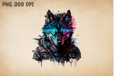 Cyberpunk Style Wolf Art