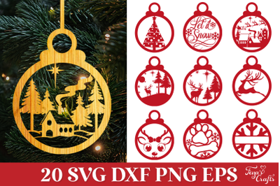 Round Christmas Ornaments SVG Pack