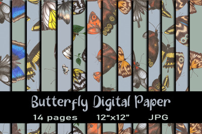 14 Hand-Drawn Butterfly Seamless Patterns
