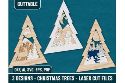 Christmas Tree Layered Laser Cut Files, Winter Layered Laser