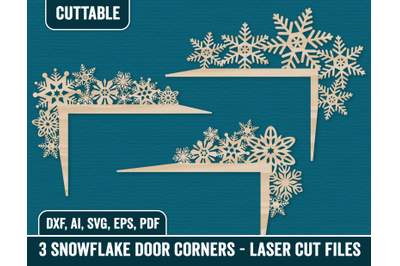 Door Corner Snowflake Laser Cut Files, Snowflake Door decor