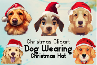 Dog Wearing Christmas Hat ClipArt