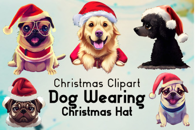 Dog Wearing Christmas Hat ClipArt