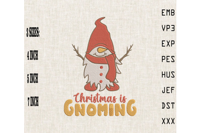 Christmas Is Gnoming Happy Xmas Gnome Embroidery