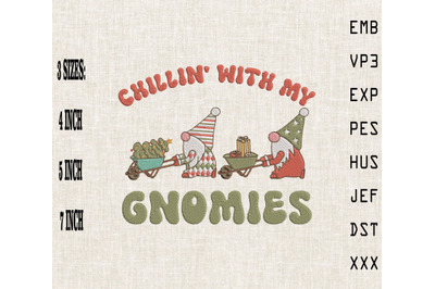 Chillin&#039; With My Gnomies Christmas Gnome Embroidery