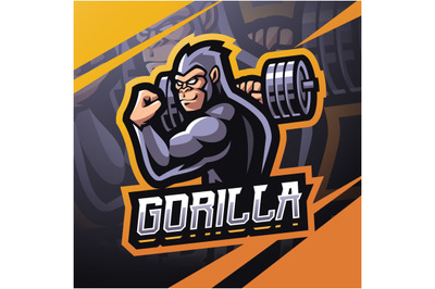 Gorilla muscle esport mascot logo design