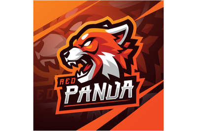 Red panda head esport mascot logo design