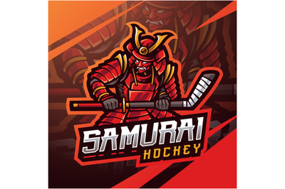 Samurai hockey esport mascot logo design