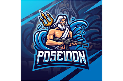 Poseidon esport mascot logo design