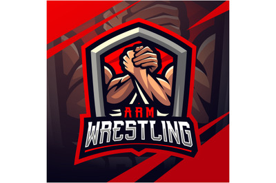 Arm wrestling mascot logo design