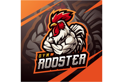 Gym rooster esport mascot logo design