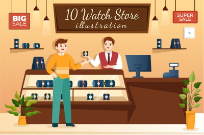 10 Watches Store Illustration