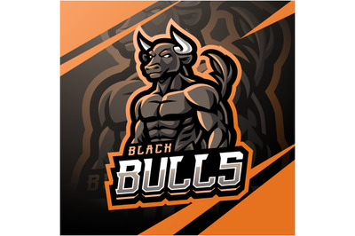 Black bulls esport mascot logo design