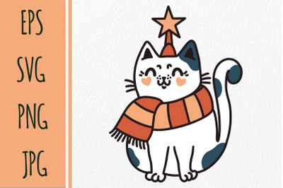 Christmas cat, cute kitten clipart SVG