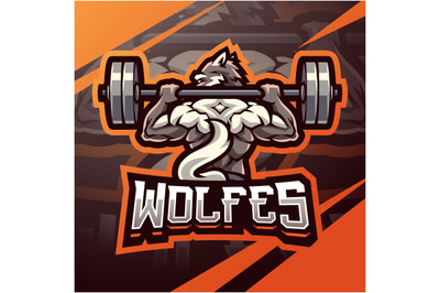 Wolf gym esport mascot logo design