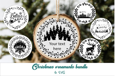 Christmas Round Ornament Svg Bundle, Christmas Round Signs