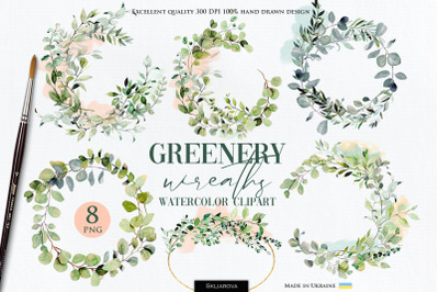 Watercolor greenery wreaths