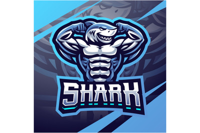 Gym shark esport mascot logo