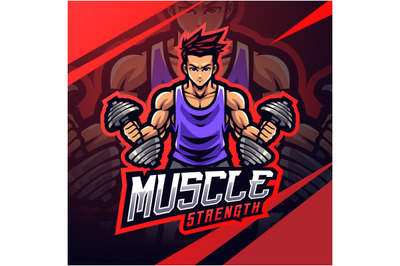 Muscle man mascot logo design