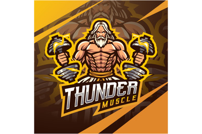 Zeus thunder musle mascot logo