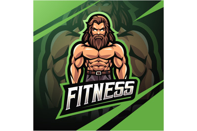 Fitness man esport mascot logo design