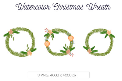 Watercolor Christmas Wreath Gingerbread Orange decor