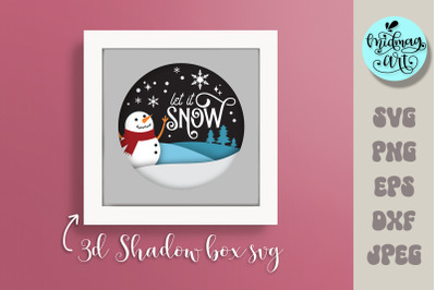 3D Let it Snow Svg, christmas Shadow Box Svg, winter shadow box svg