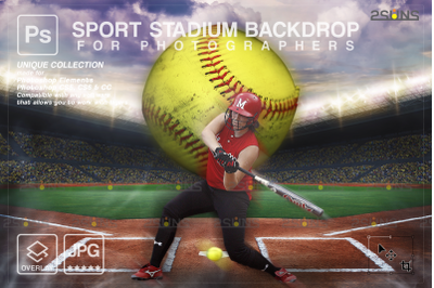 Softball Backdrop, Sports Digital Background, Photoshop overlay