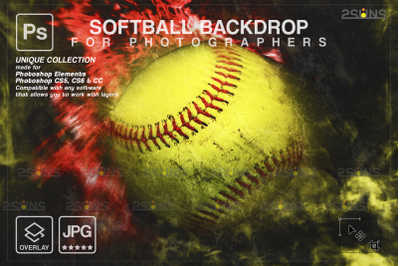 Softball Backdrop, Sports Digital Background, Photoshop overlay