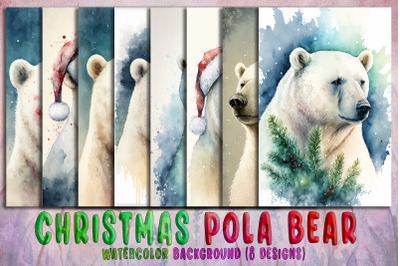 Christmas Pola Bear&nbsp;Watercolor Background Bundle