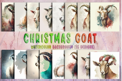 Christmas Goat Watercolor Background Bundle
