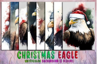 Christmas Eagle&nbsp;Watercolor Background Bundle