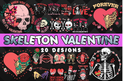 Skeleton Valentine Bundle SVG 20 designs