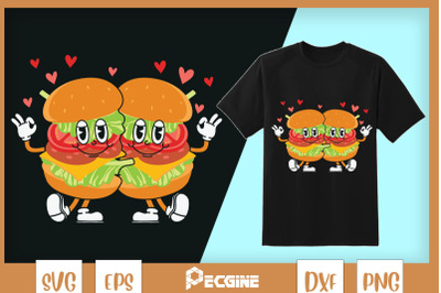 Burger Couple Fastfood Valentine SVG