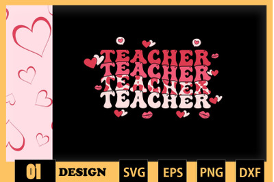 Teacher Retro Leopard Valentine SVG