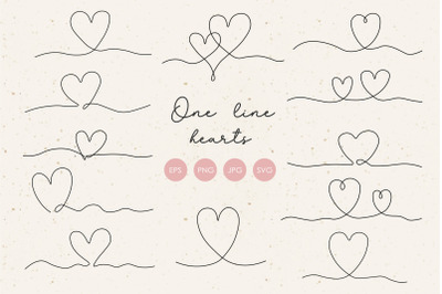 One line heart clipart, Abstract hearts elements, Line art love PNG