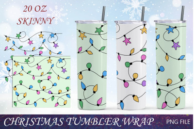 Christmas lights sublimation, 20oz skinny tumbler wrap